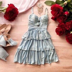 Elegant Blue Tiered Dress